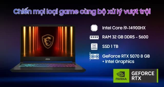 So sánh giá Laptop MSI Gaming Katana 15 HX B14WGK - 022VN (i9 14900HX, 32GB, 1TB, RTX 5070 8GB, QHD 165Hz, Win11) rẻ nhất? - Ảnh 16