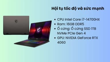 Laptop MSI Gaming Sword 16 HX B14VFKG - 045VN (i7 14700HX, 16GB, 1TB, RTX 4060 8GB, QHD+ 240Hz, Win11) - 15