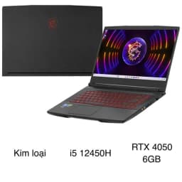 Laptop MSI Gaming GF63 Thin 12VE - 460VN (i5 12450H, 16GB, 512GB, RTX 4050 6GB, Full HD 144Hz, Win11)