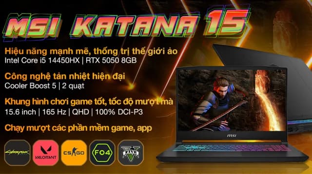 Laptop MSI Gaming Katana 15 HX B14WEK - 027VN (i7 14650HX, 32GB, 512GB, RTX5050 8GB, QHD 165Hz, Win11) - 17