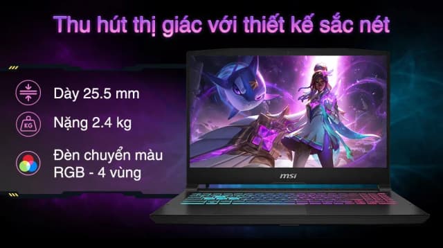 Laptop MSI Gaming Katana 15 HX B14WEK - 027VN (i7 14650HX, 32GB, 512GB, RTX5050 8GB, QHD 165Hz, Win11) - 9