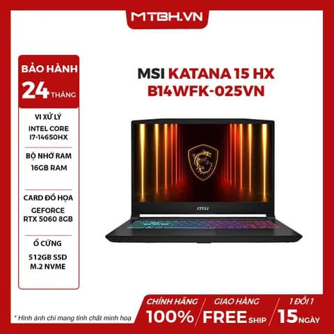So sánh giá Laptop MSI Gaming Katana 15 HX B14WFK - 025VN (i7 14650HX, 16GB, 512GB, RTX5060 8GB, QHD 165Hz, Win11) rẻ nhất? - Ảnh 18