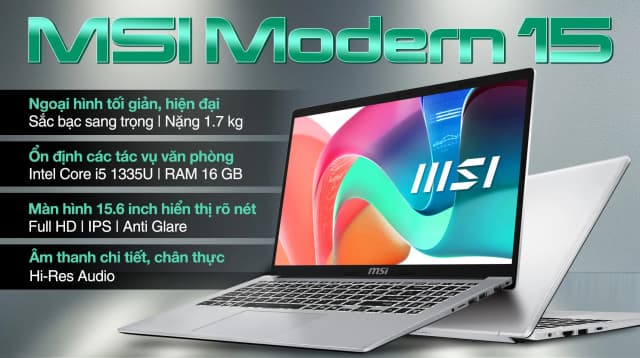 Laptop MSI Modern 15 F13MG - 082VN (i5 1335U, 16GB, 512GB, Full HD, Win11) - 3