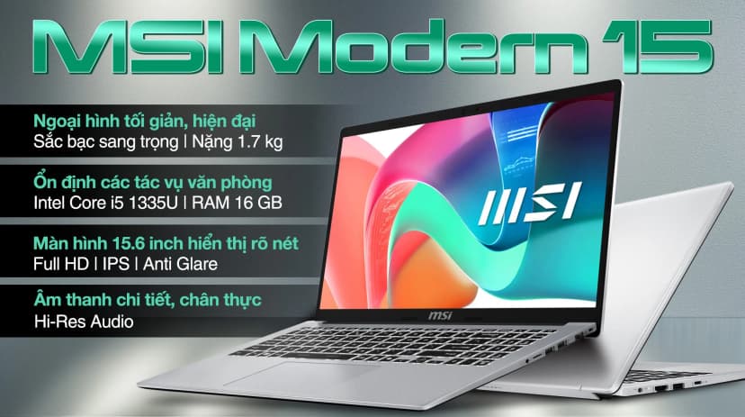 Laptop MSI Modern 15 F13MG - 082VN (i5 1335U, 16GB, 512GB, Full HD, Win11) - Giá rẻ nhất hôm nay - Ảnh 3
