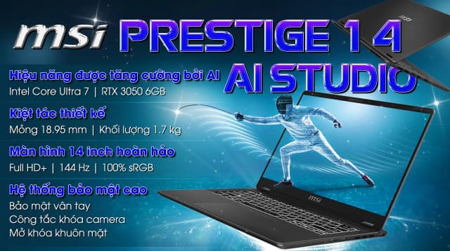 So sánh giá Laptop MSI Prestige 14 AI Studio C1UDXG - 058VN (Ultra 7 155H, 16GB, 1TB, RTX 3050 6GB, Full HD+ 144Hz, Win11) rẻ nhất? - Ảnh 7