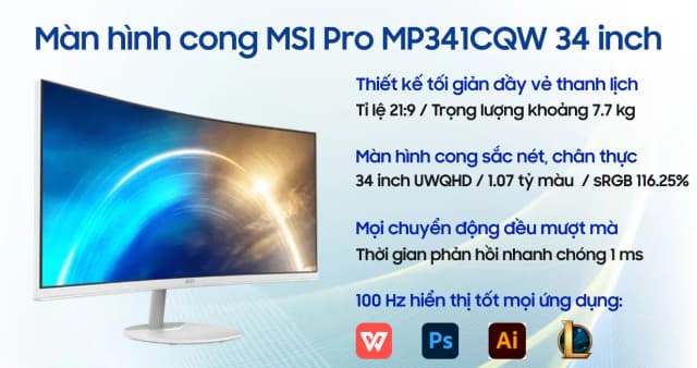 Top 1 so sánh giá Màn hình MSI PRO MP341CQW-E12 (34 inch, UWQHD, VA, 120Hz, 1ms) - Tìm sản phẩm giá rẻ nhất - Ảnh 10