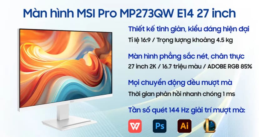 So sánh giá Màn hình Gaming MSI PRO MP273QW E14 (27 inch 2K, IPS, 144Hz, 1ms) - Tìm sản phẩm giá rẻ nhất - Ảnh 3