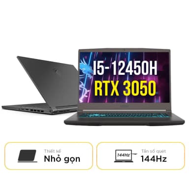 Laptop MSI Gaming Thin 15 B12UC - 2045VN (i5 12450H, 16GB, 512GB, RTX 3050 4GB, Full HD 144Hz, Win11) - 12