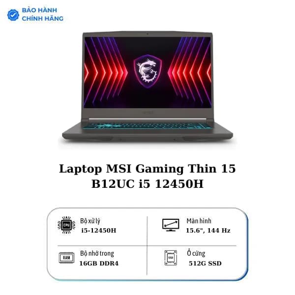 Laptop MSI Gaming Thin 15 B12UC - 2045VN (i5 12450H, 16GB, 512GB, RTX 3050 4GB, Full HD 144Hz, Win11) - 7