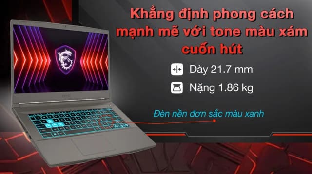 Laptop MSI Gaming Thin 15 B12UC - 2045VN (i5 12450H, 16GB, 512GB, RTX 3050 4GB, Full HD 144Hz, Win11) - 8