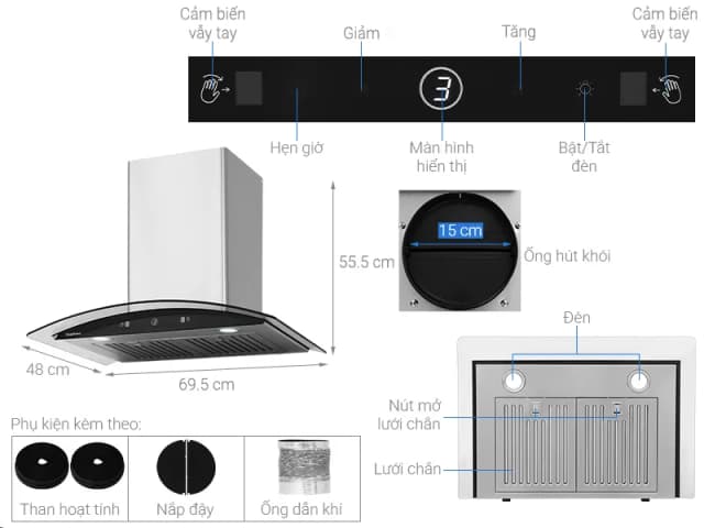So sánh giá Máy hút mùi kính cong Nagakawa NKCH10M70 rẻ nhất? - Ảnh 8