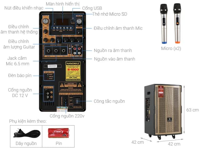 So sánh giá Loa kéo Karaoke Nanomax S-1000 450W rẻ nhất? - Ảnh 4