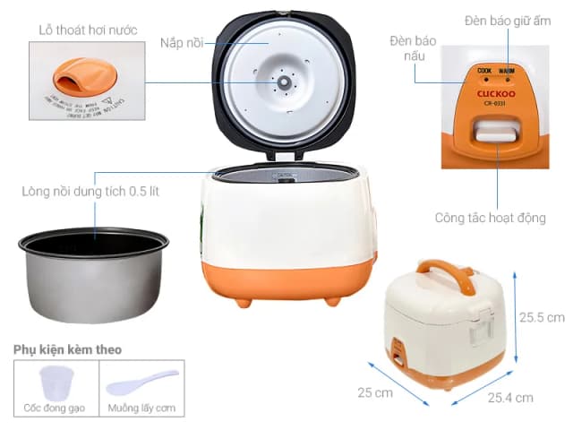So sánh giá Nồi cơm nắp gài Cuckoo 0.5 lít CR-0331 rẻ nhất? - Ảnh 12