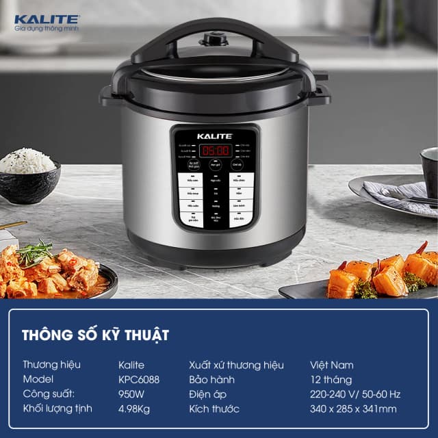So sánh giá Nồi áp suất điện Kalite KPC6088 6 lít rẻ nhất? - Ảnh 2