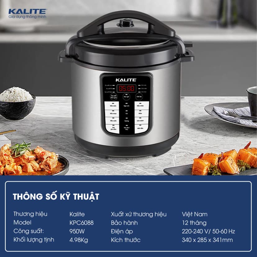 Nồi áp suất điện Kalite KPC6088 6 lít - Giá rẻ nhất hôm nay - Ảnh 2