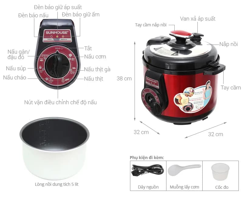 So sánh giá Nồi áp suất điện Sunhouse SHD1520 2.5 lít - Tìm sản phẩm giá rẻ nhất - Ảnh 16