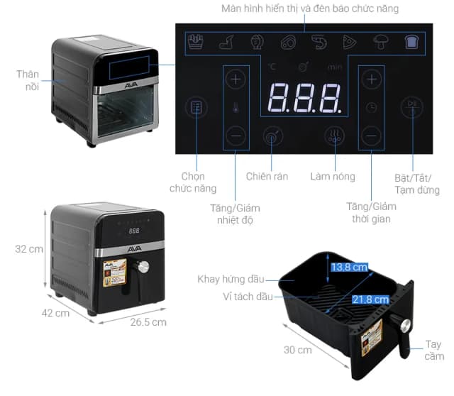 So sánh giá Nồi chiên không dầu AVA 9 lít ZG94WG rẻ nhất? - Ảnh 7