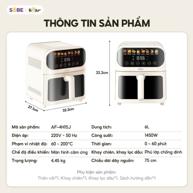 Top 1 so sánh giá Nồi chiên không dầu Bear 6 lít AFR-165VY - Tìm sản phẩm giá rẻ nhất - Ảnh 18