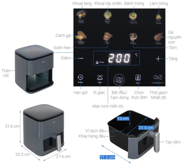 Top 1 so sánh giá Nồi chiên không dầu Bear 6 lít AFR-165VY - Tìm sản phẩm giá rẻ nhất - Ảnh 9