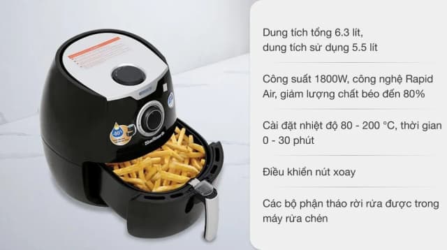 So sánh giá Nồi chiên không dầu BlueStone 5.5 lít AFB-5871 rẻ nhất? - Ảnh 2