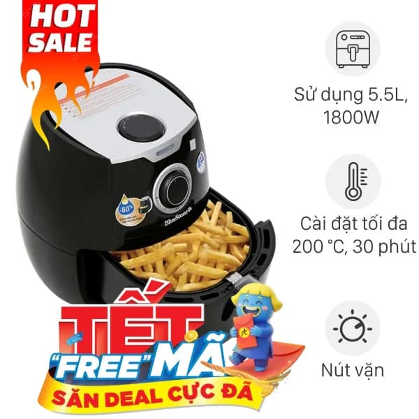 So sánh giá Nồi chiên không dầu BlueStone 5.5 lít AFB-5871 rẻ nhất? - Ảnh 8