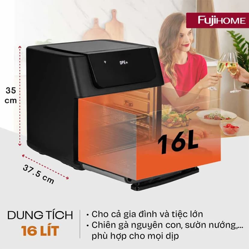 So sánh giá Nồi chiên không dầu FUJIHOME 16 lít A16D - Tìm sản phẩm giá rẻ nhất - Ảnh 3