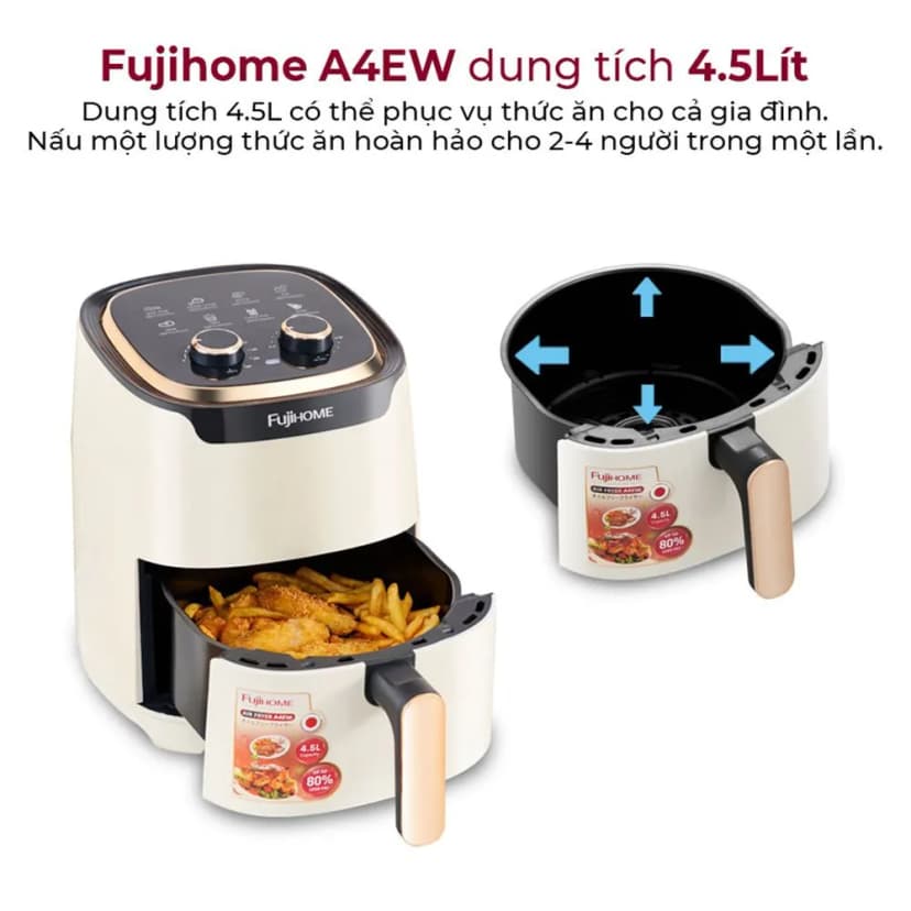 So sánh giá Nồi chiên không dầu FUJIHOME 4.5 lít A4EW - Tìm sản phẩm giá rẻ nhất - Ảnh 3