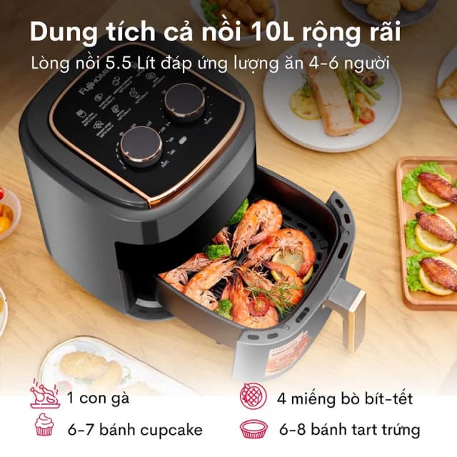 So sánh giá Nồi chiên không dầu FUJIHOME 5.5 lít A5GG rẻ nhất? - Ảnh 13