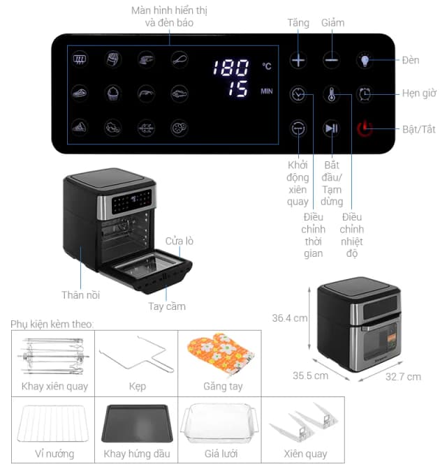 So sánh giá Nồi chiên không dầu Kangaroo 12 lít KGAF122DG rẻ nhất? - Ảnh 6