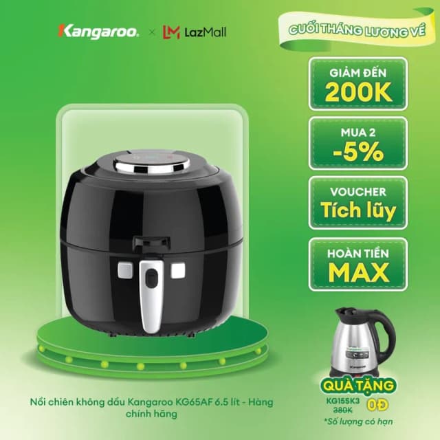 Top 1 so sánh giá Nồi chiên không dầu Kangaroo 6.5 lít KGAF65M1G - Tìm sản phẩm giá rẻ nhất - Ảnh 16