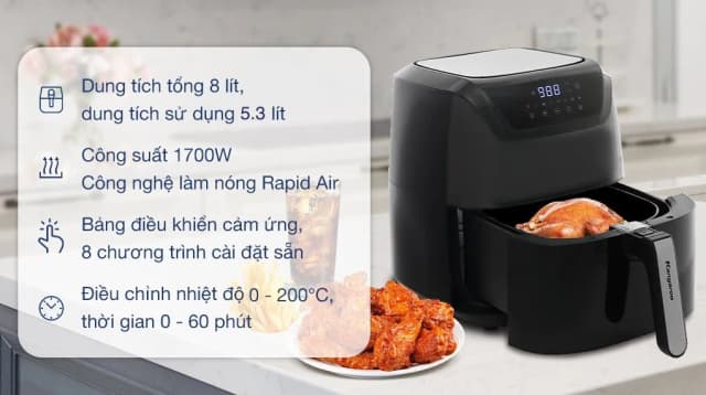 So sánh giá Nồi chiên không dầu Kangaroo 8 lít KGAF81MG rẻ nhất? - Ảnh 12