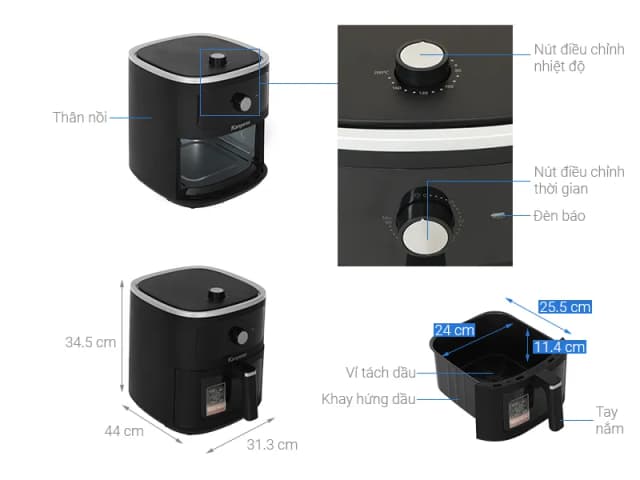 So sánh giá Nồi chiên không dầu Kangaroo 8 lít KGAF81MG rẻ nhất? - Ảnh 4