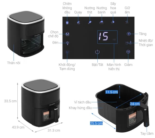 So sánh giá Nồi chiên không dầu Kangaroo 8 lít KGAF82DG rẻ nhất? - Ảnh 4
