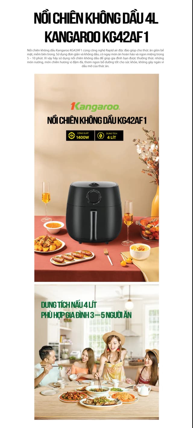 So sánh giá Nồi chiên không dầu Kangaroo 4 lít KG42AF1 rẻ nhất? - Ảnh 16