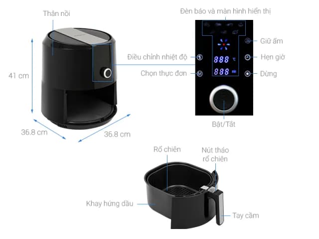 So sánh giá Nồi chiên không dầu Kangaroo 5.2 lít KG55AF1A rẻ nhất? - Ảnh 8