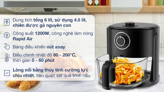 So sánh giá Nồi chiên không dầu Mishio 6 lít MK-349 rẻ nhất? - Ảnh 4