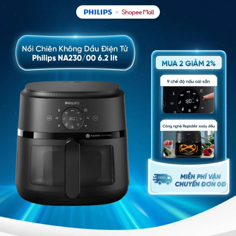 So sánh giá Nồi chiên không dầu Philips 6.2 lít NA230/00 - Tìm sản phẩm giá rẻ nhất - Ảnh 15