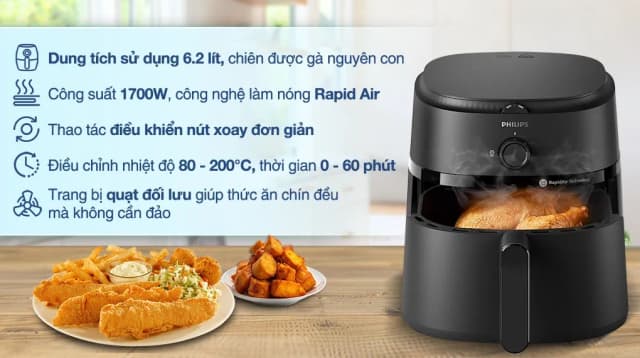 So sánh giá Nồi chiên không dầu Philips 6.2 lít NA130/00 rẻ nhất? - Ảnh 5
