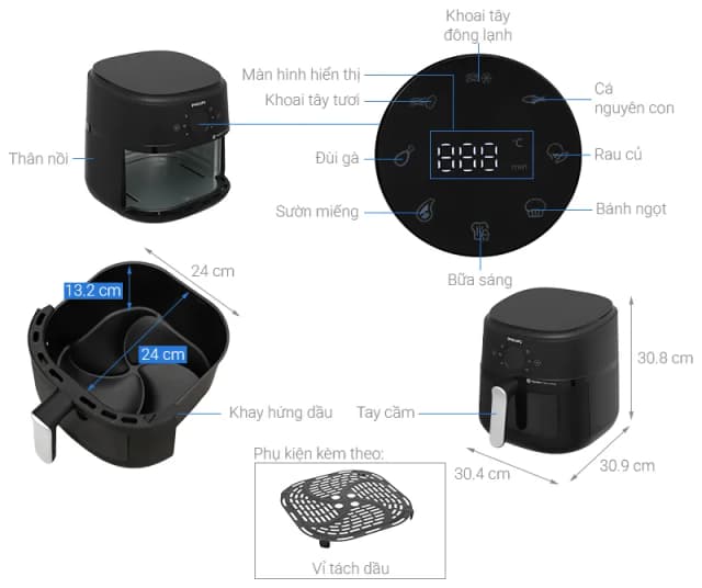 So sánh giá Nồi chiên không dầu Philips 6.2 lít NA231/00 rẻ nhất? - Ảnh 5