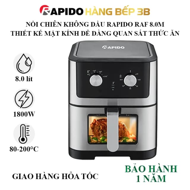 So sánh giá Nồi chiên không dầu Rapido 8 lít RAF-8.0M2 rẻ nhất? - Ảnh 6