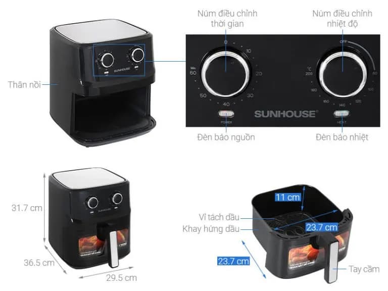 So sánh giá Nồi chiên không dầu Sunhouse 6.5 lít SHD4032 - Tìm sản phẩm giá rẻ nhất - Ảnh 8