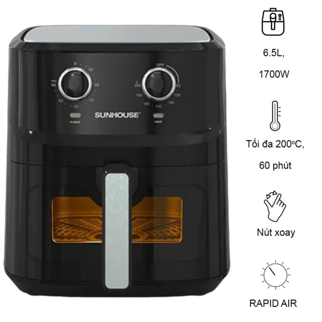 So sánh giá Nồi chiên không dầu Sunhouse 6.5 lít SHD4030 rẻ nhất? - Ảnh 3