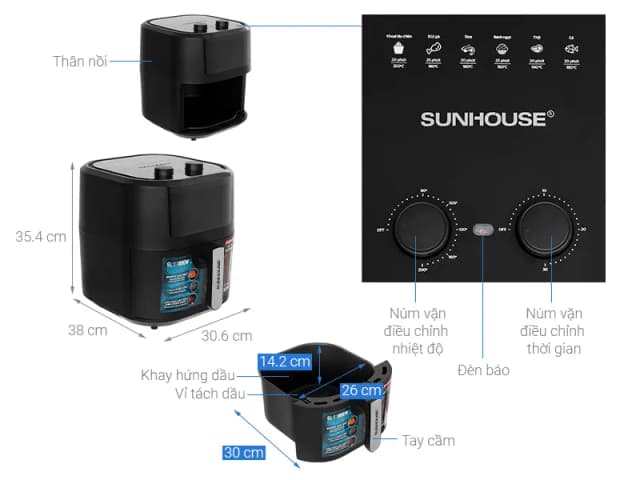 So sánh giá Nồi chiên không dầu Sunhouse 9 lít SHD4037 rẻ nhất? - Ảnh 7