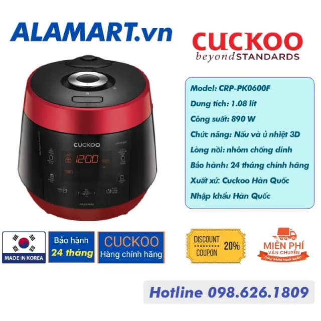 Top 1 so sánh giá Nồi cơm áp suất cao tần Cuckoo 1.08 lít CRP-LHBR0600F - Tìm sản phẩm giá rẻ nhất - Ảnh 4