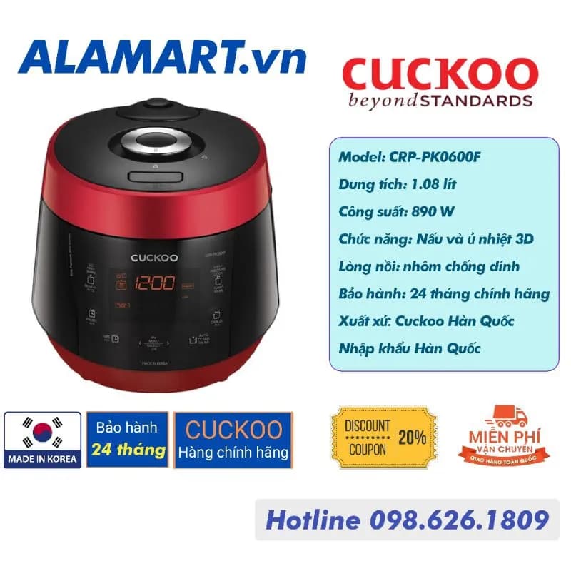 So sánh giá Nồi cơm áp suất cao tần Cuckoo 1.08 lít CRP-LHBR0600F - Tìm sản phẩm giá rẻ nhất - Ảnh 4