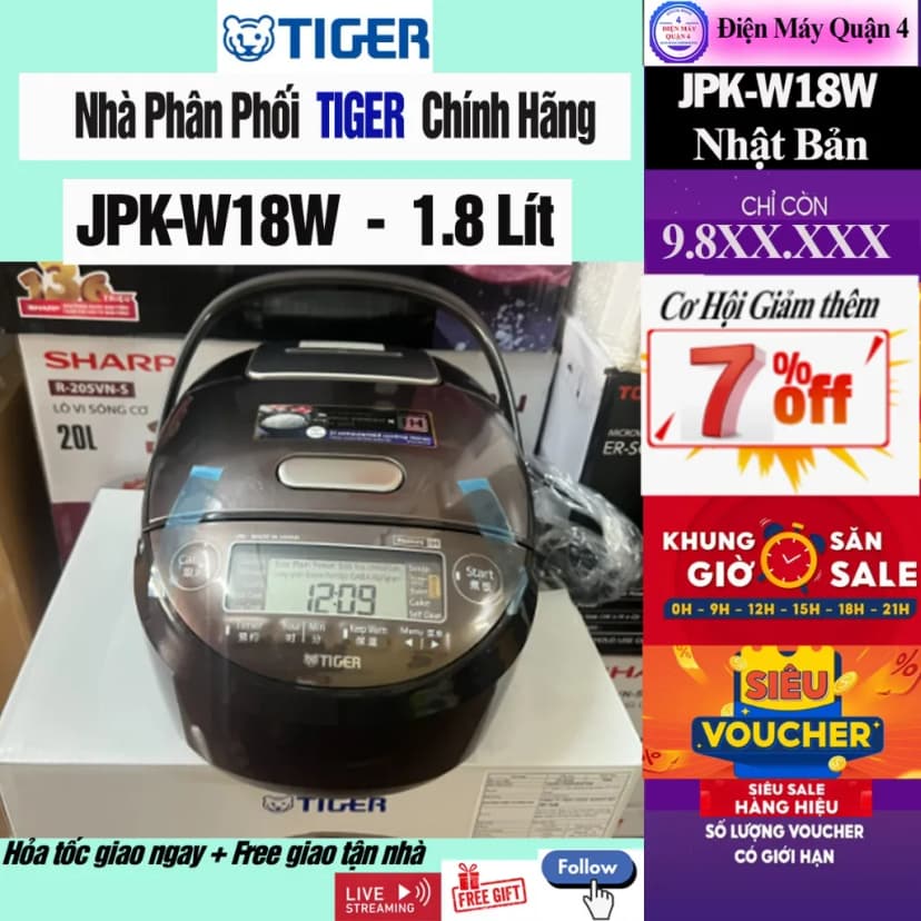 Nồi cơm áp suất cao tần Tiger 1.0 lít JPK-W10W - Giá rẻ nhất hôm nay - Ảnh 65