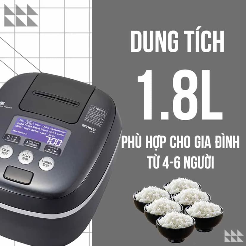 Nồi cơm áp suất cao tần Tiger 1.0 lít JPK-W10W - Giá rẻ nhất hôm nay - Ảnh 76