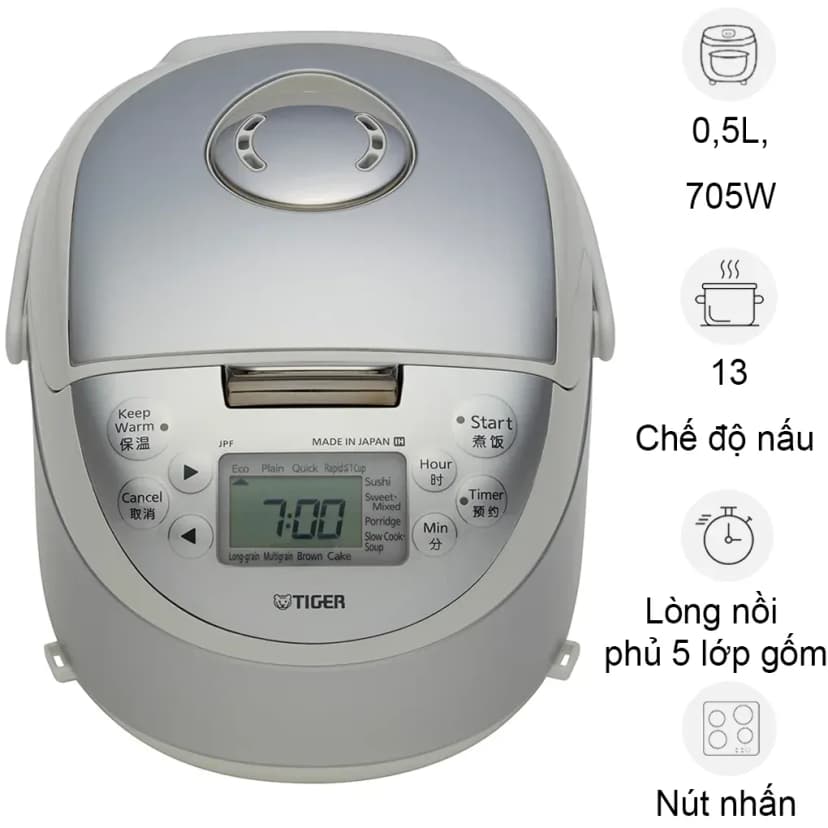 Nồi cơm cao tần Tiger 0.54 lít JPF-A55W - Xám - Giá rẻ nhất hôm nay - Ảnh 15