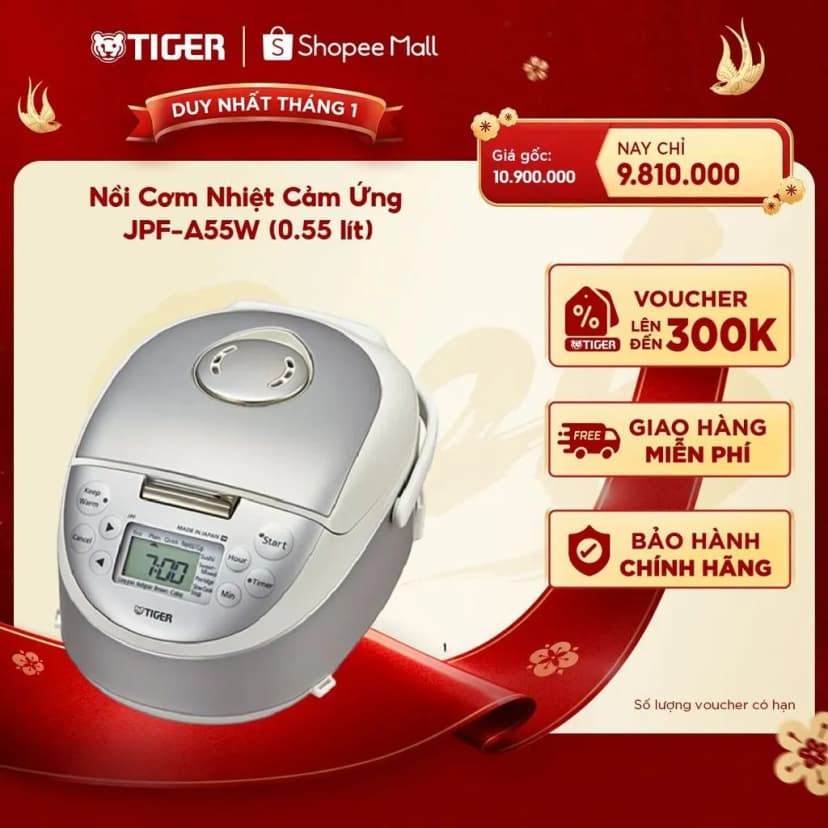 Nồi cơm cao tần Tiger 0.54 lít JPF-A55W - Xám - Giá rẻ nhất hôm nay - Ảnh 40
