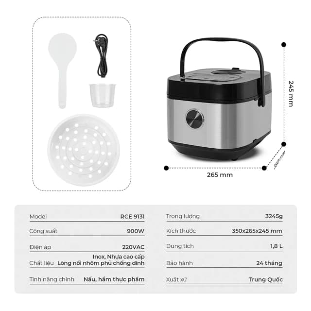 So sánh giá Nồi cơm điện Elmich 1.8 lít RCE9131 rẻ nhất? - Ảnh 12
